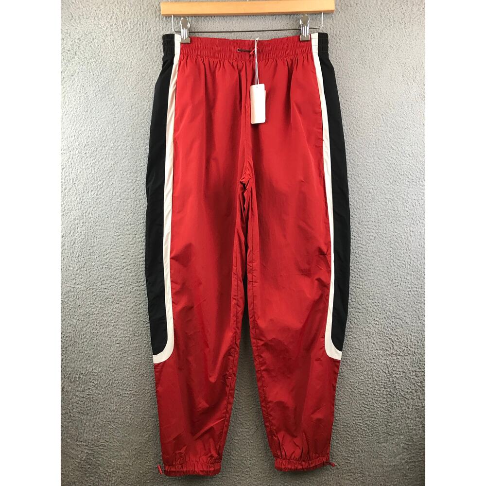 New LCKR Mens Breezy Track Pants L red w/ Stripe Sweats Jogging Tapered Leg